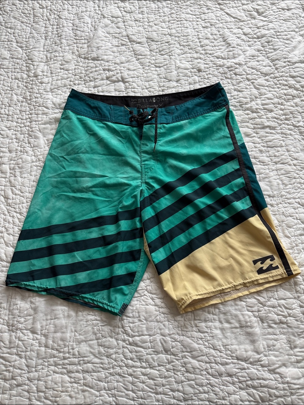 Billabong Men’s Teal, Dark Teal & Sand Striped Board Shorts